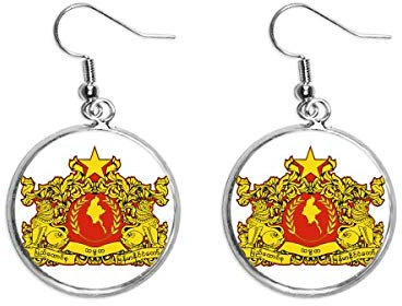 Naypyidaw Birma National Emblem Silber Ohrring, Keramik