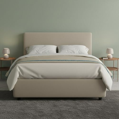 Talamo Italia - Doppelbett Ascenza, Bettkasten mit Kunstlederbezug, 100 % Made in Italy, Öffnung vorne, inklusive Matratze 120 x 190 cm, taubengrau
