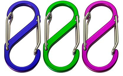 S Karabiner klein - Karabinerhaken mit Doppelöffnung - Mini Schlüsselanhänger - Carabiner Schwarz - Karabiner Set 3 Stück