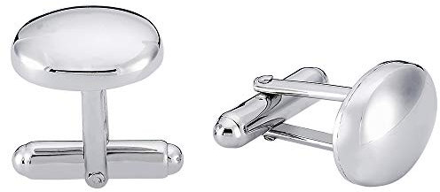 Vinani Design Manschettenknöpfe oval schlicht glänzend 925 Sterling Silber Herren Anzug Hemd 2MAT