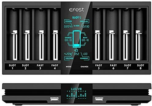 EFEST LUC V8 Chargeur de batterie double écran LCD 12 V 2 A