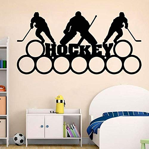 NSRJDSYT Hockey Wandtattoo Kunst personalisierte benutzerdefinierte Name Sport Kinder Jungen Schlafzimmer Home Decor Eishockey Vinyl Aufkleber Stadion Wandbild 57x112cm