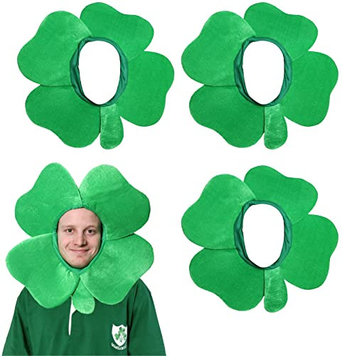 Irish Clover St Patricks Day Hut – Nations Rugby Hut vierblättriges Kleeblatt Irland und Sportfans Kostüm-Zubehör (3 Stück)
