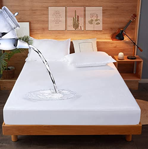 Super King Waterproof Mattress Protector Super King Size Bed Fitted Mattress Cover Soft Washable Breathable Fitted Bed Sheet 30 cm Deep (180 x 200 cm)