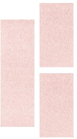 SIMPEX Bettvorleger Schlafzimmer Teppich Bettumrandung 3 Teilig Läufer Flur Küchenteppich Bettläufer Modern Einfarbiges Design Kurzflor Soft & Extra Weich Farbe: Rose