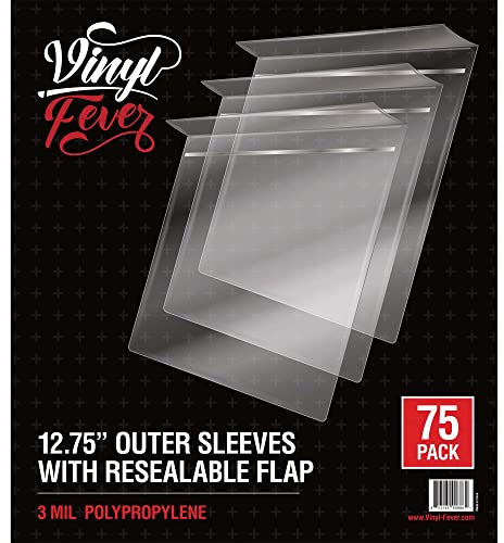Wiederverschließbare Schallplatten-Außenhüllen für 30.5 cm große Vinyl-Schallplatten (75 Stück), Premium-Vinyl-Schutzhüllen die Alben vollständig abdecken und versiegeln, um Schäden zu vermeiden