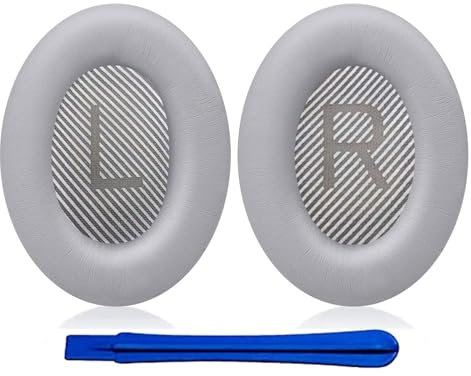 Hoxiver Earpads Cushions Replacement for Bose QC35 (QuietComfort 35) & QC35ii Headphones Ear Pads,Soft Protein Leather,Noise Isolation Foam(Silver)