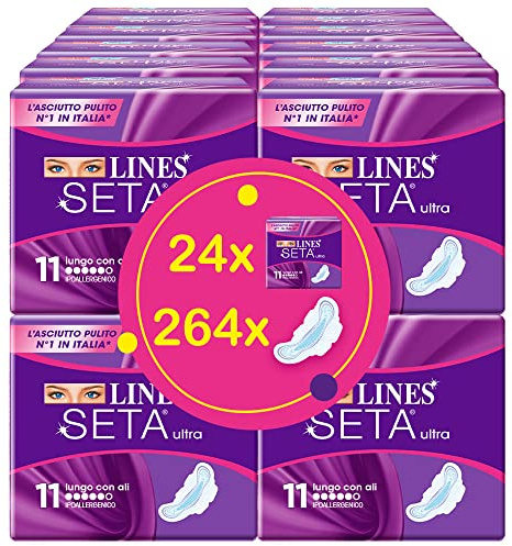 LINES SETA ULTRA LUNGO ALI, 24 Confezione da 11 assorbenti (264 assorbenti)