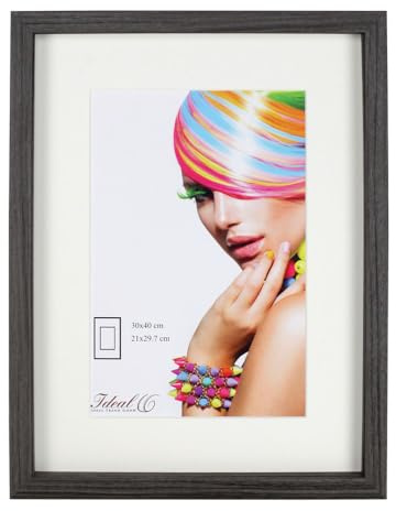 IDEAL TREND 3D Objektrahmen Bilderrahmen mit Passepartout & gehärtetem Glas Holz MDF Rahmen Foto Poster: Farbe: Nuss | Format: 30x45