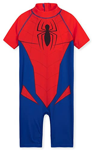 Marvel Badeanzug Kinder Jungen Spiderman Avengers Schwimmanzug Jungen Badeanzug Einteiler Kurzarm Bademode Badebekleidung Sommerkleidung Kinder 3-10 Jahre (Rot/Blau Spiderman, 7-8 Jahre)
