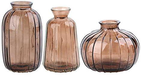 NLDGR Juego de 3 jarrones de cristal transparentes para floreros pequeños, jarrones a granel para centros de mesa, mini jarrón de cristal para arreglos florales