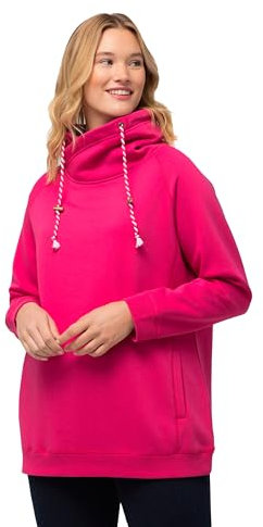 Ulla Popken Damen große Größen Übergrößen Plus Size Sweatshirt, weiter Stehkragen, Taschen, Raglan-Langarm magentapink 62+ 713963528-62+