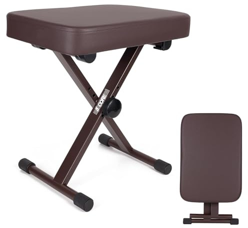 5 CORE Keyboard Bench 3 Inch Padded Cushion Adjustable 14.5 to 20.5 Piano Stool Heavy Duty Musician Chair 340 lbs Capacity - KBB BR HD