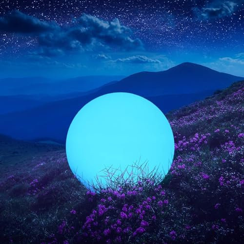 Luci solare per sentieri, Lampada solare da giardino con telecomando, sfera solare luminosa impermeabile dimmerabile con 16 colori RGB e 4 modalità di illuminazione per cortile, balcone, feste