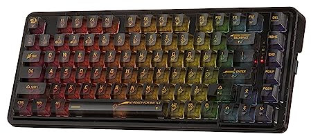 Redragon K649 PRO 78% Wireless Gasket RGB Gaming Keyboard, 3-Modes 82 Keys Full-Transparent Mechanical Keyboard w/Hot-Swap Socket, Noise Dampening Layer x 5, Translucent Custom Switch