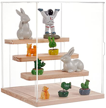 BENECREAT Acryl-Vitrine 4-Lagige Transparente Vitrine Mit Holztrennwänden, Zusammengebaute Vitrine Für Actionfiguren, Aufbewahrung von SammlerStückn 25x8.66x10.63 Zoll / 23.5x22x27cm