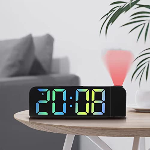 RayGenius RéVeil Projection Chambre, RéVeil Projection Plafond avec Port Chargeur USB, Projecteur 180°, RéVeil De Chevet Double Son Projecteur pour Gros Dormeurs,White