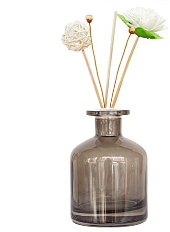 ASTRQLE Empty Glass Diffuser Reeds Bottles Aromatherapy Jar Essential Oil Perfume Container Used with Reed Diffuser Sticks Fragrance Accessories DIY Crafts Decor for Home and Office(Grey)