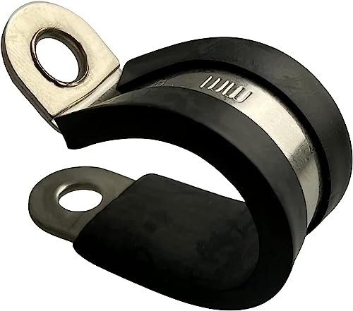 On1Shelf 2.36 / 60mm Rubber Lined P Clips Hose Pipe Clamp Stainless Steel - Pack of 10
