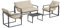 Outsunny Salon de Jardin extérieur 4 pièces pour 4 Personnes avec canapé 2 Places, 2 fauteuils et 1 Table Basse 3 Coussins mobilier de Jardin pour terrasse Jardin - Acier Noir Polyester Beige