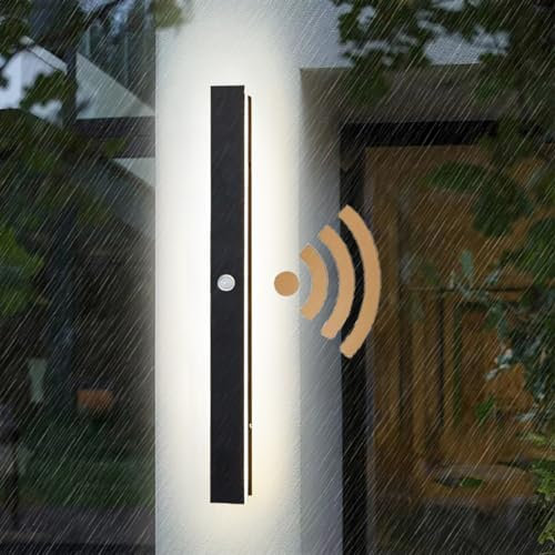 ANKBOY 80CM Aussenlampe mit Bewegungsmelder Lange Wandleuchte Aussen mit Bewegungsmelder Wasserdicht Villa Außenwandleuchten LED Aussenleuchte Ausenbeleutung Hauswand 4000K Neutrales Licht