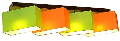 FKL DESIGN Home Deco Deckenlampe Deckenleuchte Milano B4DL Lampe Leuchte 4 flammig verschiedene Varianten (Grün-Orange)