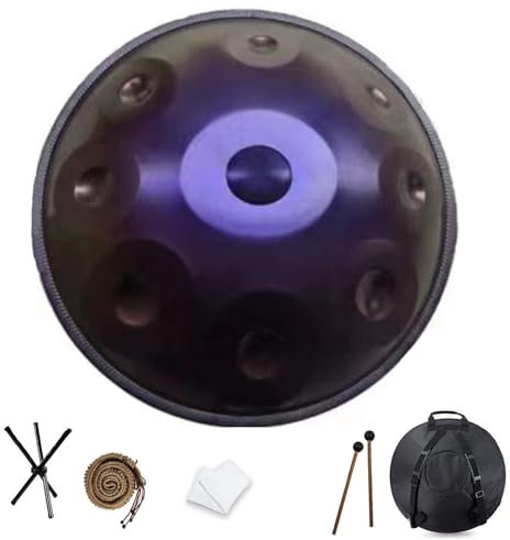 QWPDWA Steel Handpan Drum 22 Zoll 9/10/12 Noten D Moll Zungentrommel Instrument für Erwachsene und Kinder 440Hz Percussion Instrument Lila 12 Noten