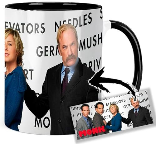 Monk Tony Shalhoub Traylor Howard Ted Levine Jason Gray Stanford Tasse Innen & Henkel Schwarz Keramikbecher Mug