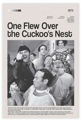TINGTOEO Filmposter One Flew Over The Cuckoo's Nest, Leinwand-Poster, Schlafzimmer-Dekor, Sportlandschaft, Büro, Raumdekoration, Geschenk, ungerahmt, 50 x 75 cm