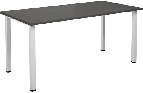 Kaiser + Kraft Mehrzwecktisch Duo-U | Gerade Platte, Tiefe 800 mm, Breite 1600 mm, dunkelgrau, weiß