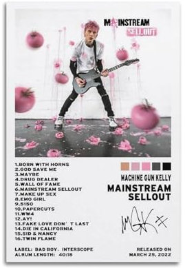 szzmyo Machine Gun Kelly-Poster, Mainstream-Verkaufsalbum, Poster, dekoratives Gemälde, moderne ästhetische Leinwand-Poster, Schlafzimmer, Kunst, Wohnzimmer, Dekoration, Poster, 50 x 75 cm,