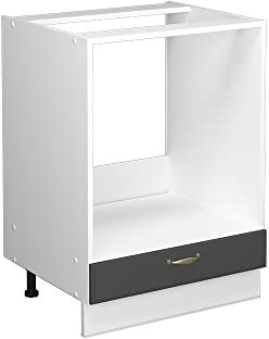 Vicco Meuble pour Four Fame-Line, Anthracite-Or/Blanc, 60 cm, PT Marbre