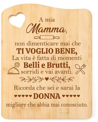 Tulolvae Regalo Mamma Compleanno, Tagliere di Bambù Originali Natale San Valentino Festa Della Mamma Idee Regali per Mamma Donna da Figlio e Figlia