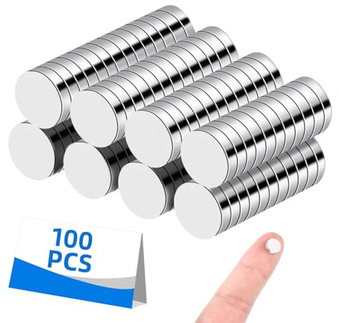 100 Neodym Magnete, 8mm Klein Stark Magnete für Magnettafel, Pinnwand, Kühlschrank mit Aufbewahrungsbox