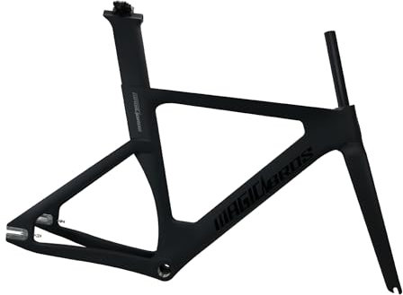 ITETONE Carbon Fixie Track Frame Fixed Gear Bikes Rahmenset mit Gabel und Sattelstütze 49/51/54/57 cm 700C Rennrad Rahmen F9 x 100 mm/R9 x 120 mm BSA68 (Farbe: Schwarz, Größe: 57 cm)