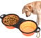 Gamelle Pliable pour Chien - 2 en 1 gamelles Portables pour Chiens, Bol Silicone Chien avec ​Mousqueton - idéales pour Les promenades, Les Voyages et Les randonnées