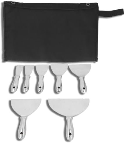 Putty Knifing Set, 7pcs Putty Knifing Stainless Steel Paint Scraper for Repairing Drywall Removing Wallpaper Applying Putty Plaster Cement Drywall Hand Tool Kit