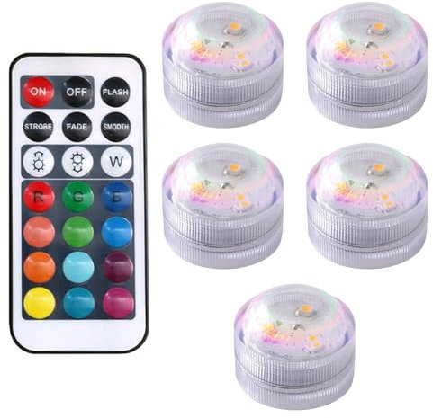 Ninnyi 6 PCS Hot Tub Lights Lazy Spa with Remote, Small Waterproof Underwater Led Water Feature Light