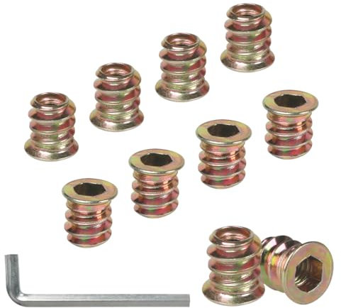 BOUMVID Boccole Filettate per Legno M5 x 10mm, 10 Pezzi Dado di Bloccaggio Inserto, Esagonale Incassato Inserti Filettati, Fissaggio Vite in Acciaio Zincato, Viti a Esagono Filettato, per Mobili