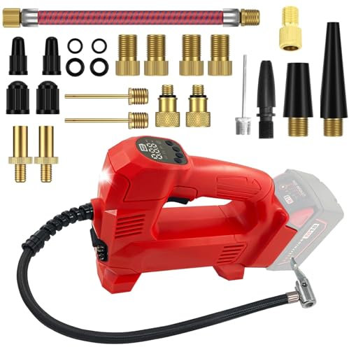 Compressore batteria compatibile con Milwaukee 20 V M18, compressore elettrico portatile 65 PSI con adattatore valvola, funzione autooff, con schermo LCD e LED, auto (senza batteria e caricatore)