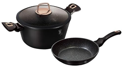 Berlinger Haus Geschirrset mit Titanoberfläche 3-TLG. Black Rose Collection BH-8167