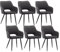 CLIPOP Esszimmerstühle, 6er Set, Polsterstühle mit Armlehnen, Metallbeine, Leinen Bezug, Leinen Dunkelgrau, bis 150 kg belastbar, für Arbeitszimmer, Wohnzimmer, Schlafzimmer (6er, Leinen Dunkelgrau)