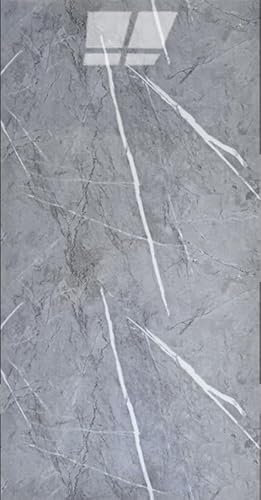 Gilen Confezione da 10 grandi piastrelle autoadesive da parete, impermeabili, effetto marmo, per bagno e cucina, facili da staccare e attaccare, 60 x 30 cm (grigio chiaro marmo)