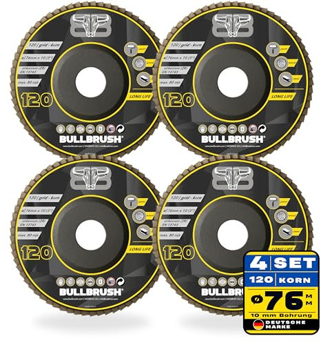 Fächerscheibe 76mm (4 x 120 Premium ZIRKONIUM) | ø76mm Winkelschleifer Zubehör | Fächerschleifscheibe für Holz Stahl Lack | mini flexscheiben | Flex Schleifscheiben 76mm