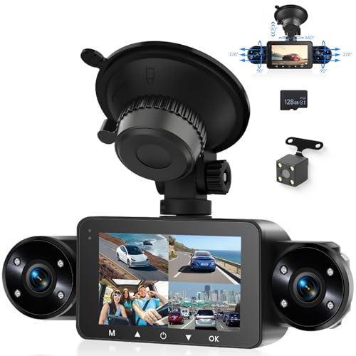 VECHTEL 1080P Dashcam Auto, Autokamera 3-Zoll-IPS-Bildschirm Dashcam Auto mit Ultra Nachtsicht Daschcam, 64-GB-Karte, G-Sensor, 24H Parküberwachung, Loop-Aufnahme, Rückfahrassistent