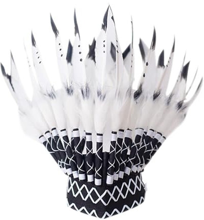 Federstöpsel mit Tribal-Inspiration: verstellbarer Kostümhut mit dekorativen Säulen und weichem Band, perfekte Bekleidungsausrüstung für Themenveranstaltungen, Cosplay, Theaterstücke, Fotokabine, A