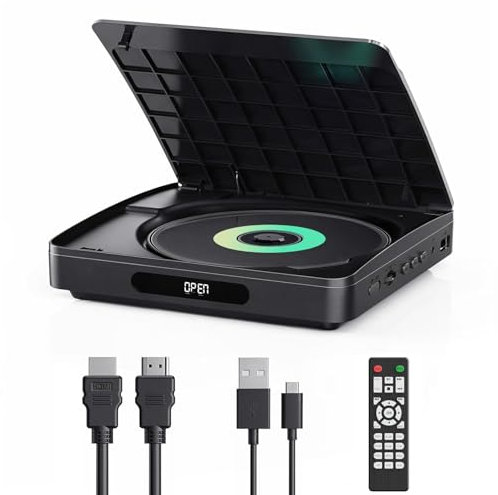 Reproductor de DVD WOLFANG para TV con HDMI, Full HD 1080P sin región, Control Remoto y Cable Tipo C, Reproductor de CD para Sistema estéreo doméstico, Puerto USB (no BLU-Ray)