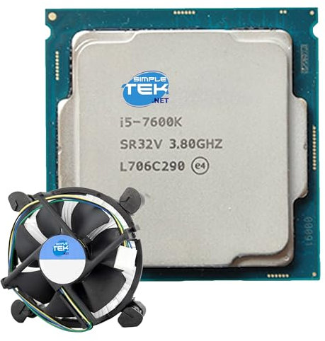 SIMPLETEK - Processore desktop Core i5‑7600K LGA 1151, 4 core/4 thread, 3,8 GHz di base fino a 4,2 GHz turbo, 6 MB cache - Dissipatore incluso (Ricondizionato)