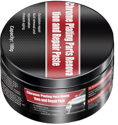 Pasta Lucidante per Cromo - Crema Restauratrice per Riparazioni Auto, Formula Antiruggine 100g | Miglioratore di Superficie per Cromo per Paraurti, Ruote, Modanature delle Finestre, Agente di Recupero