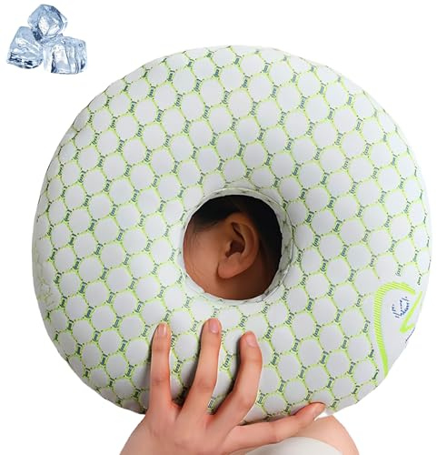 Piercing Kissen mit Loch, Donut Kissen, Ohrkissen, Piercing Pillow, Sleepingring für Seitenschläfer zur Schmerzlinderung im Ohr, Nicht Erhöht, Kombination mit Normalem Kissen Empfohlen, Grün